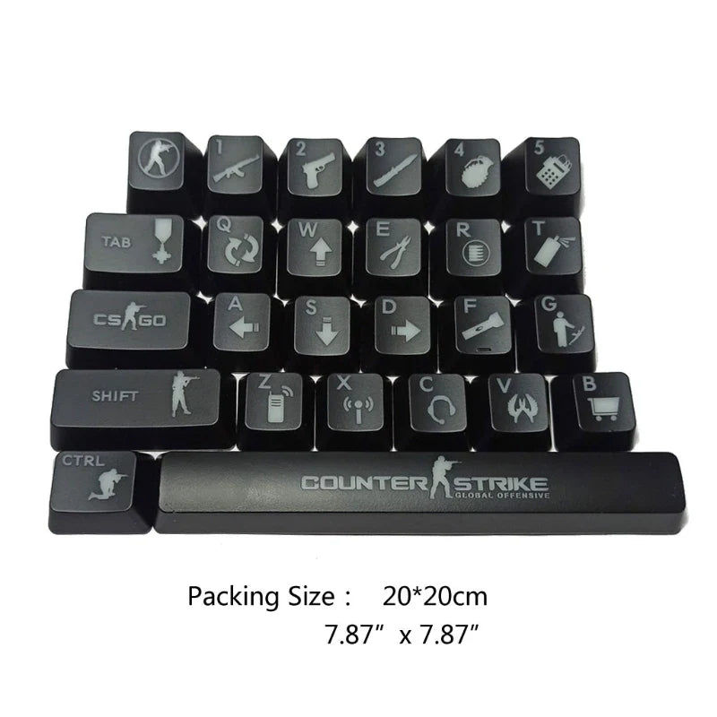 QC-testipäivitys Tuote 26 näppäintä ABS Shot taustavalaistu OEM Cherry MX Mekaaniselle näppäimistölle CS go Keycap