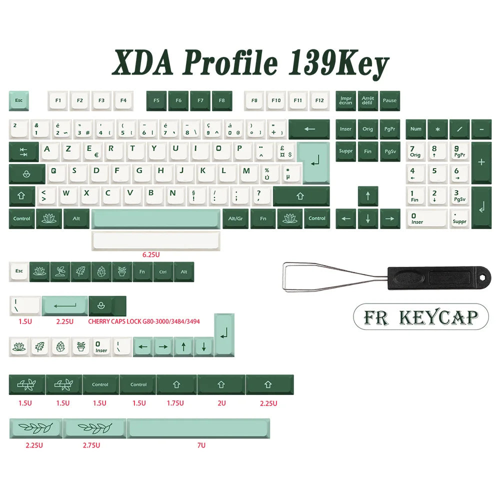 GMK-KEY Botánico Keycap PBT XDA Perfil Alemán Francés España ISO Dye Sub Keycaps para TKL GK61 GMMK PRO 7u AZERTY Tapa de teclado