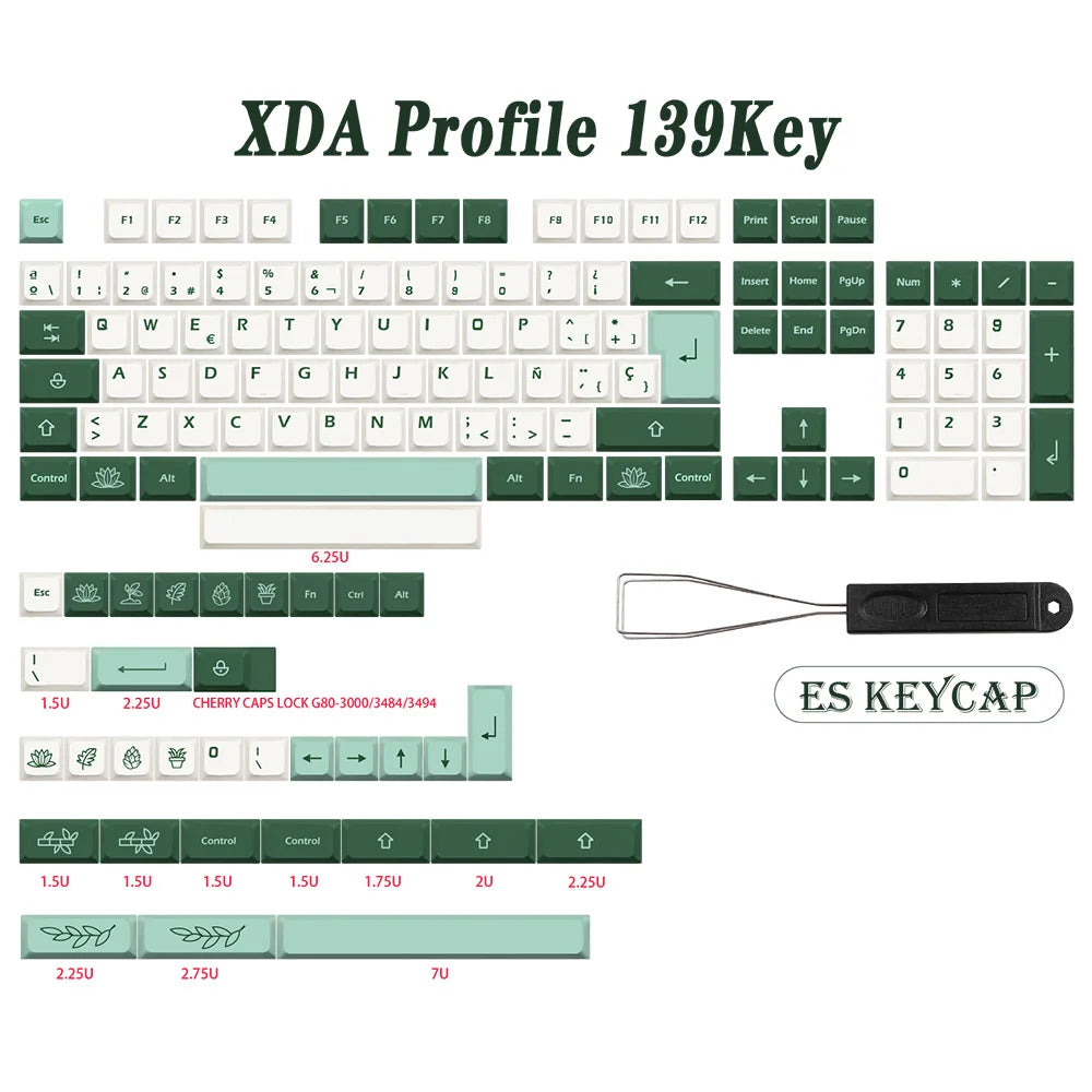 GMK-KEY Botánico Keycap PBT XDA Perfil Alemán Francés España ISO Dye Sub Keycaps para TKL GK61 GMMK PRO 7u AZERTY Tapa de teclado
