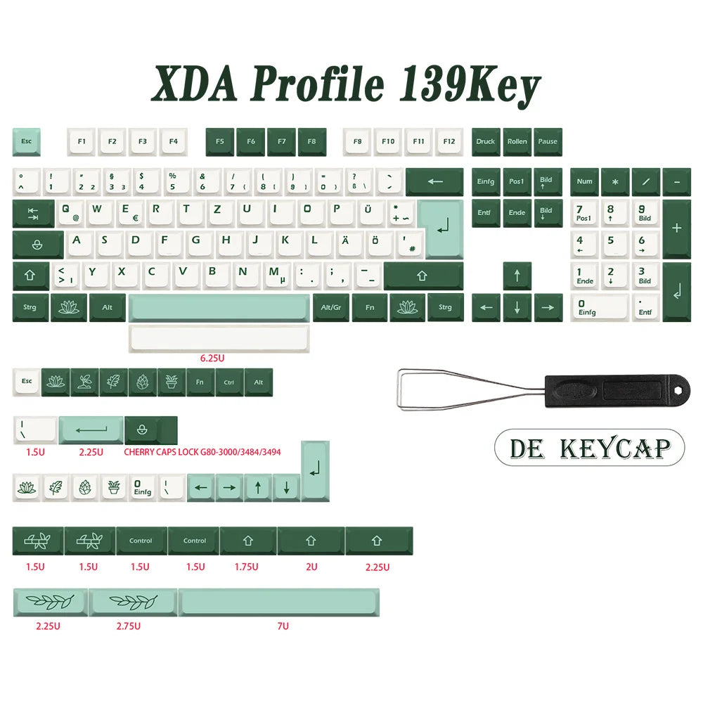 GMK-KEY Botánico Keycap PBT XDA Perfil Alemán Francés España ISO Dye Sub Keycaps para TKL GK61 GMMK PRO 7u AZERTY Tapa de teclado