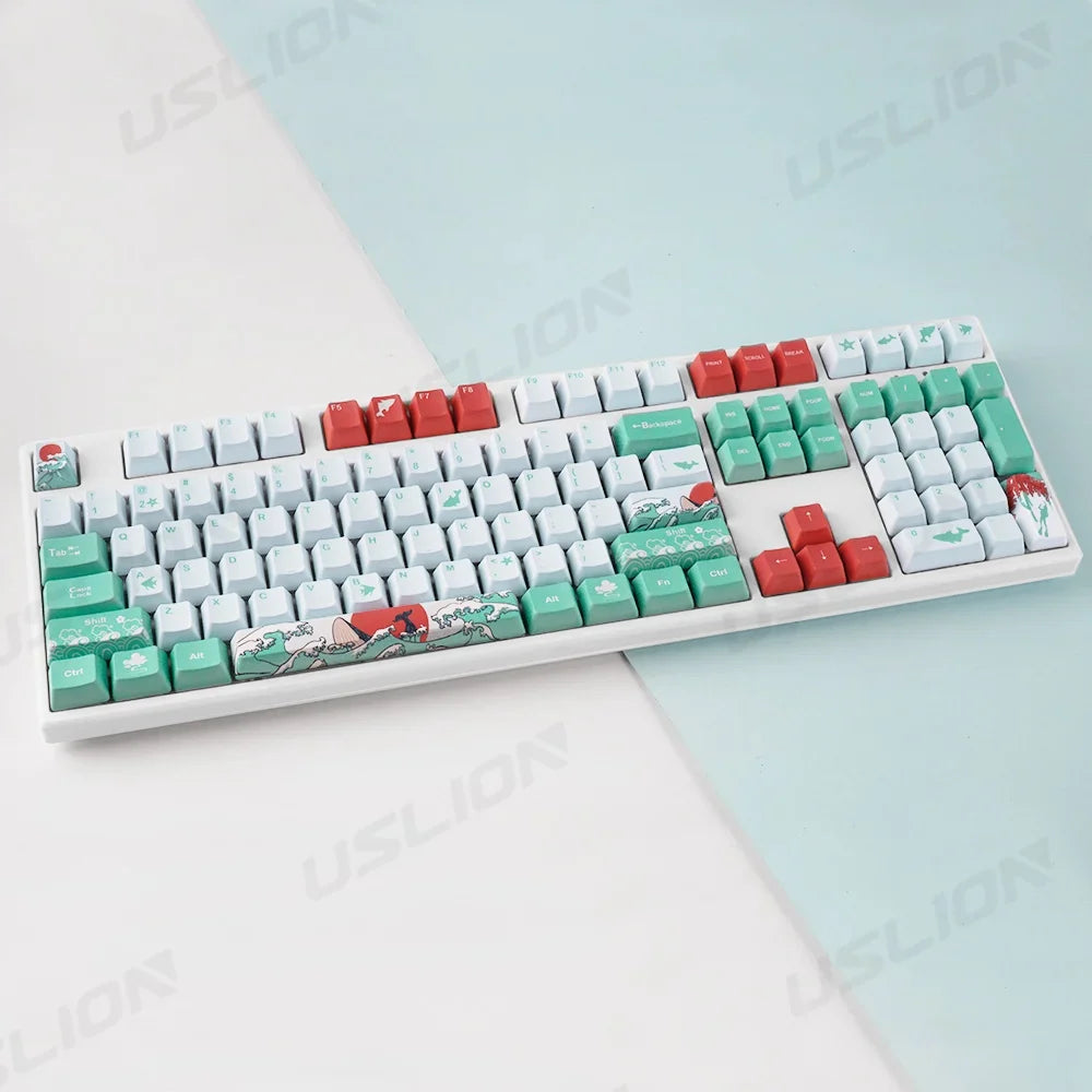 108 キー OEM プロファイルキーキャップコーラルシーテーマ PBT 5 面染料昇華キーキャップゲーム用メカニカルキーボード MX スイッチ