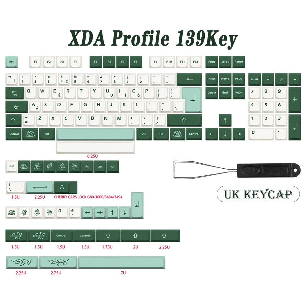GMK-KEY Botánico Keycap PBT XDA Perfil Alemán Francés España ISO Dye Sub Keycaps para TKL GK61 GMMK PRO 7u AZERTY Tapa de teclado