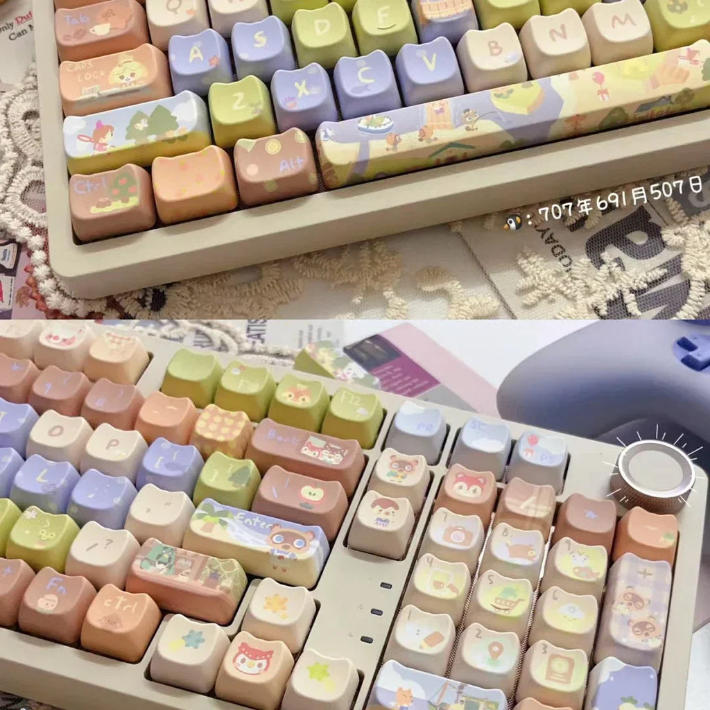 Kissan näppäinhapat Söpöt näppäinhapat MAO näppäinsuoja pbt 142 avaimet Räätälöity lahja lämpösublimaatio MX Switchin mekaanisille näppäimistön näppäimille