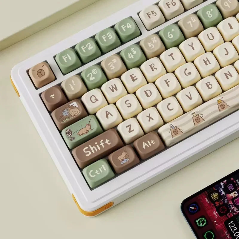Capybara Anime Keycap Moa Profile Pbt Cute Keycaps 131key Cartoon Artisan Key Caps Point Keyboard Cap Mechanical Keyboard Gamer