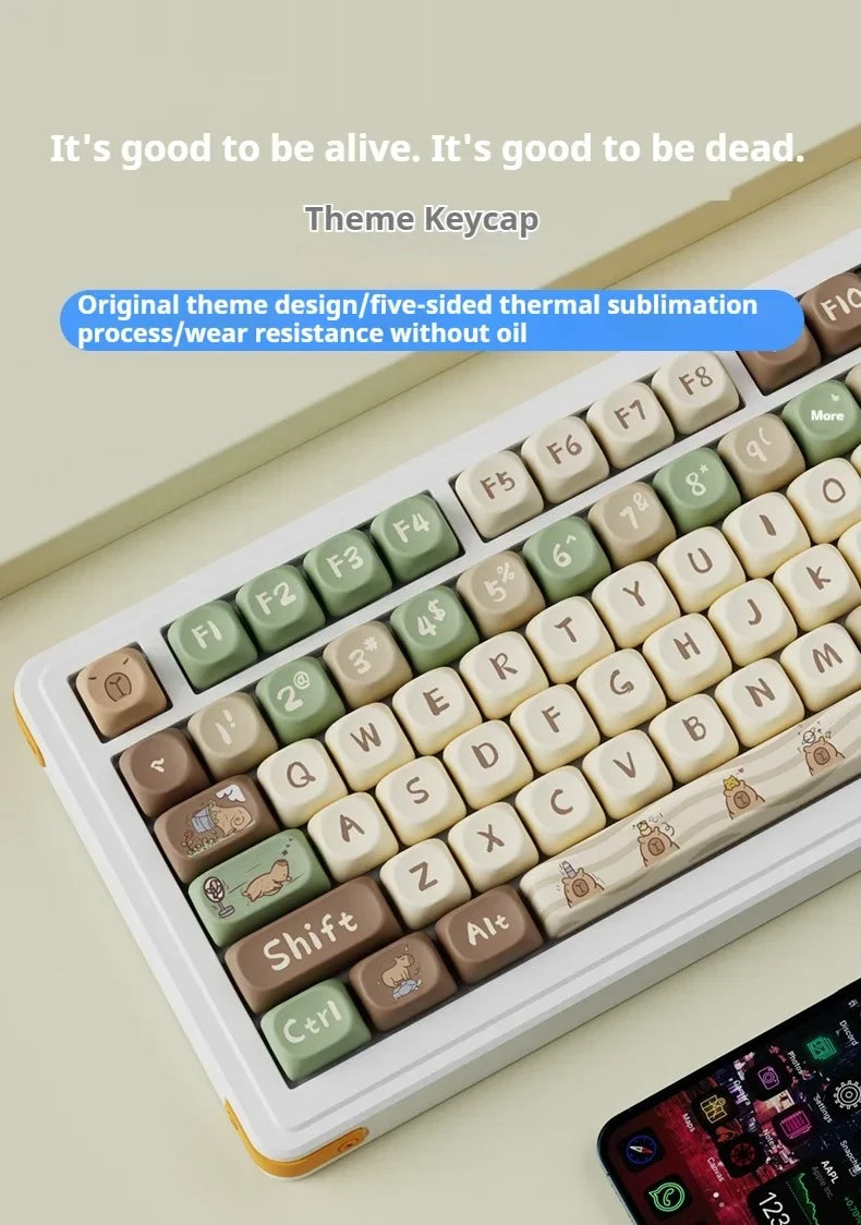 Capybara Anime Keycap Moa Profile Pbt Cute Keycaps 131key Cartoon Artisan Key Caps Point Keyboard Cap Mechanical Keyboard Gamer